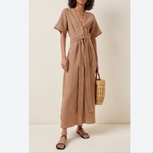 Bird & Knoll Revolve Pink Tan Ines Cotton Open Back Dress sz S